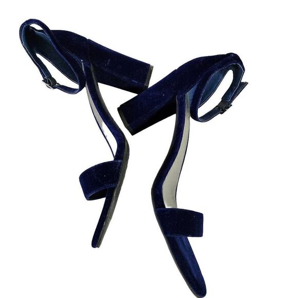 Worthington Women's Blue Velvet Ankle Strap Block Heel Sandals Size 10 - Picture 6 of 16